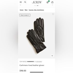 J.Crew Leather Gloves with Cashmere Lining
